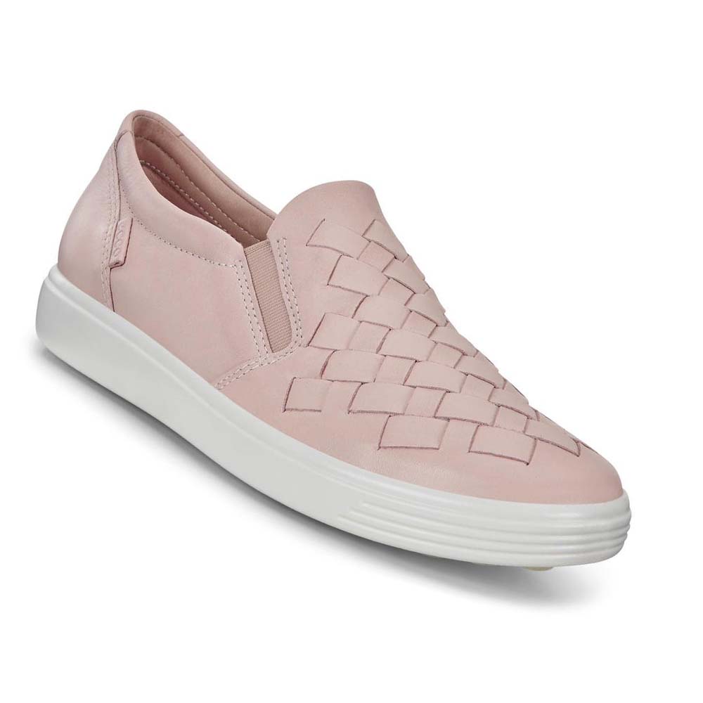 Women's Ecco Soft 7 Woven Casual Shoes Pink | Canada 82OKI